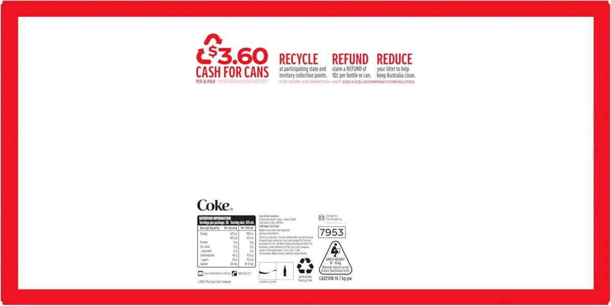 Coca-Cola Classic Cola Soft Drink 36 x 375mL Cans [x2]