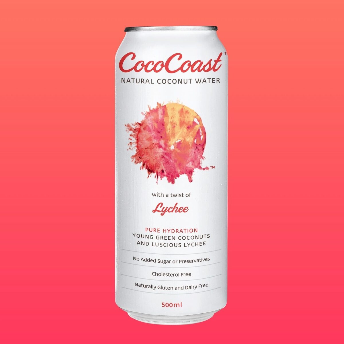 CocoCoast Natural Lychee Coconut Water 500mL x 24 [x2]