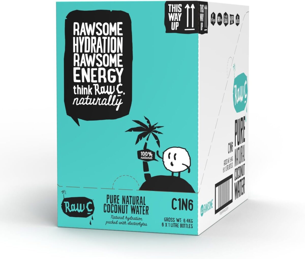 Raw C Straight Up Coconut Water Pack of 6 [x3]