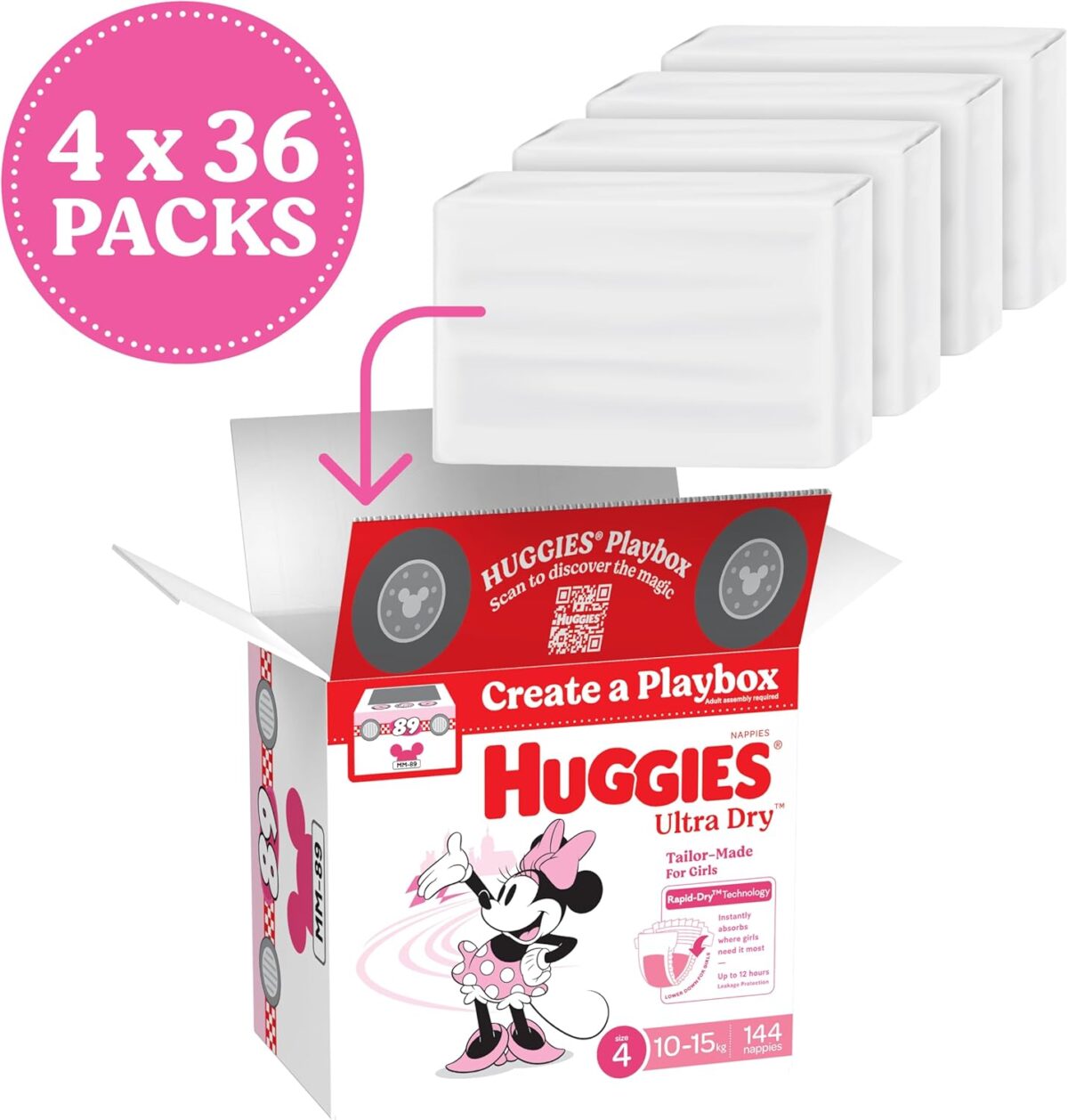 71-vR1GNVYL._AC_SL1500_ Huggies Ultra Dry Nappies Girls Size 4 – 144 Count (10–15kg) One Month Supply