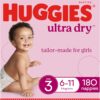 710NLvsqIeL._AC_SL1500_ Huggies Ultra Dry Nappies Girls Size 3 – 180 Count (6–11kg) One Month Supply
