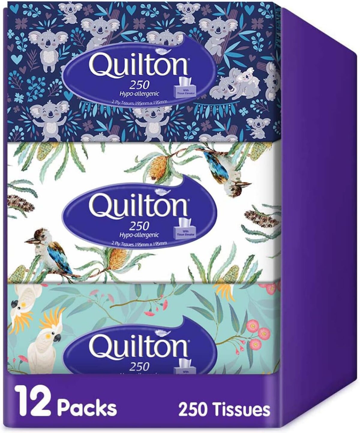 Quilton 2-Ply Hypo-Allergenic Facial Tissues 12 packs [x3]