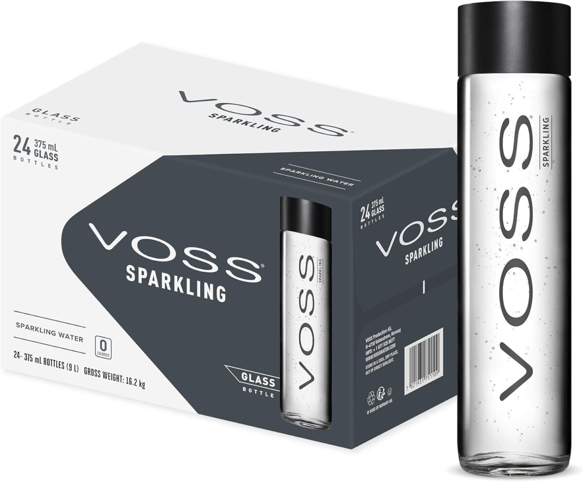Voss Sparkling Water 375mL x 24 Glass Bottles