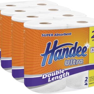Handee Ultra White Double Length Paper Towel, 8 Rolls Value Pack [x4]