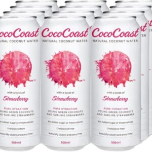 CocoCoast Natural Strawberry Coconut Water 12 Pack of 500 ml [x2]