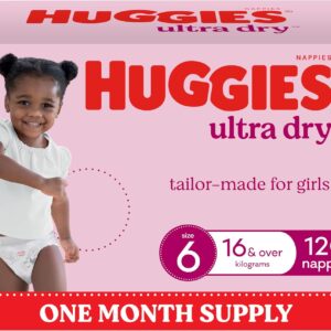 71POa79kH+L._AC_SL1500_ Huggies Ultra Dry Nappies Girls Size 6 – 120 Count (16+kg) One Month Supply