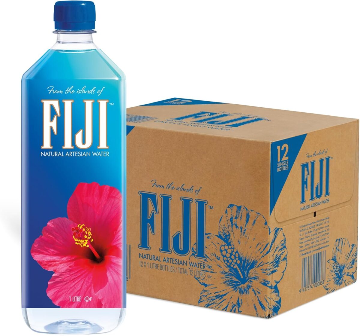 FIJI Natural Artesian Bottled Water 12 x 1L [x2]