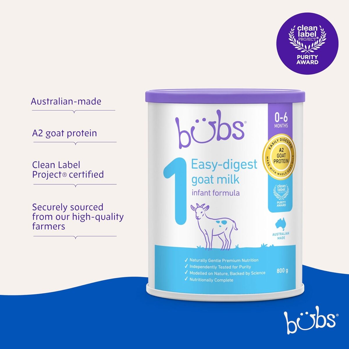 Bubs Goat Milk Infant Formula Stage 1 800g [x2]