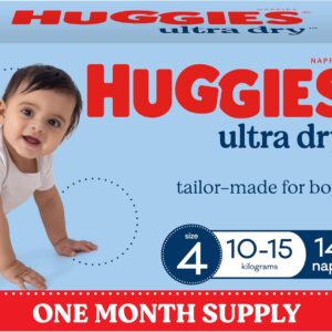 71qcfmpCcdL._AC_SL1500_ Huggies Ultra Dry Nappies Boys Size 4 – 144 Count (10–15kg) One Month Supply