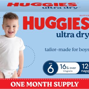 71ui1pmCGeL._AC_SL1500_ Title Huggies Ultra Dry Nappies Boys Size 6 – 120 Count (16+kg) One Month Supply