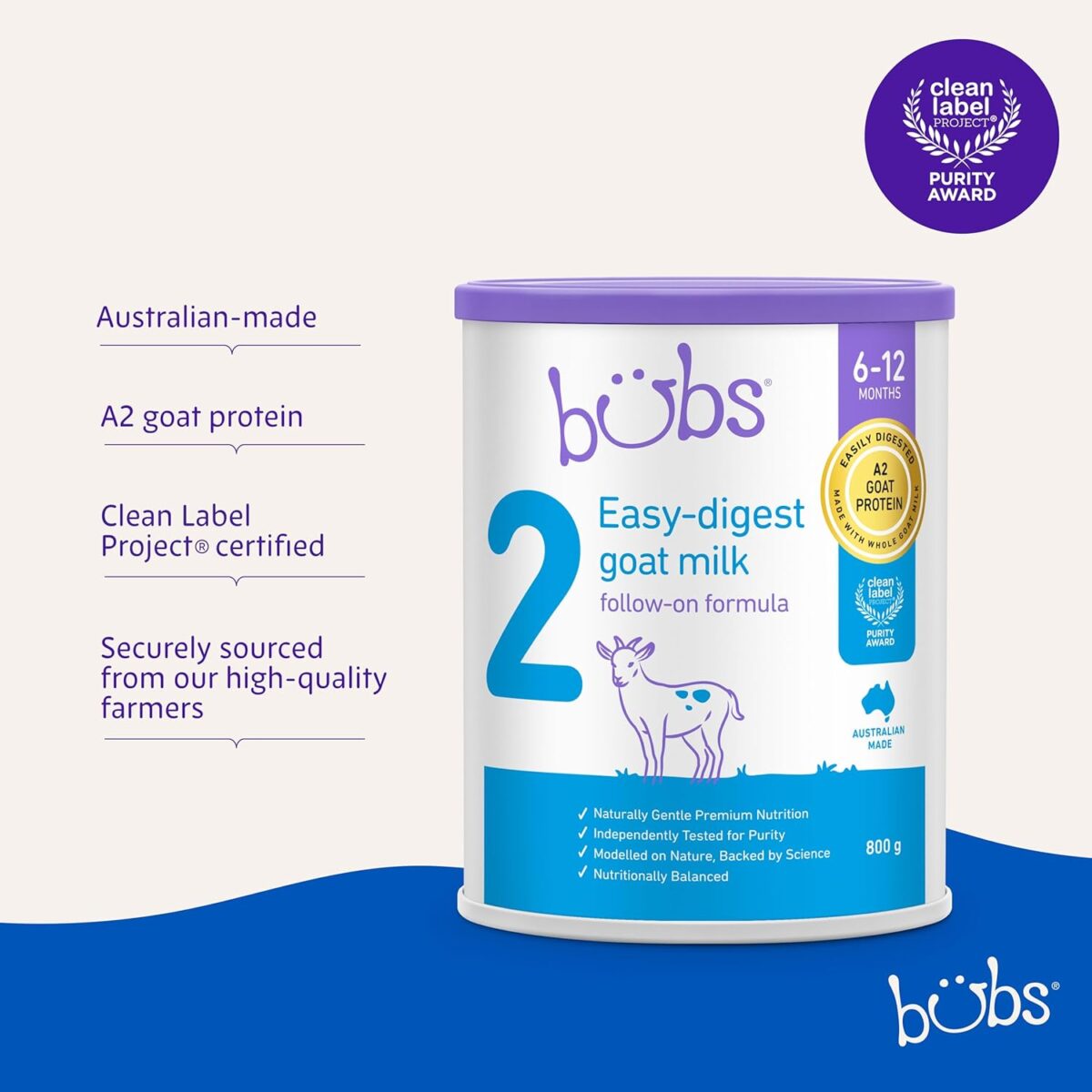 Bubs Goat Milk Follow On Formula Stage 2 800g [x2]