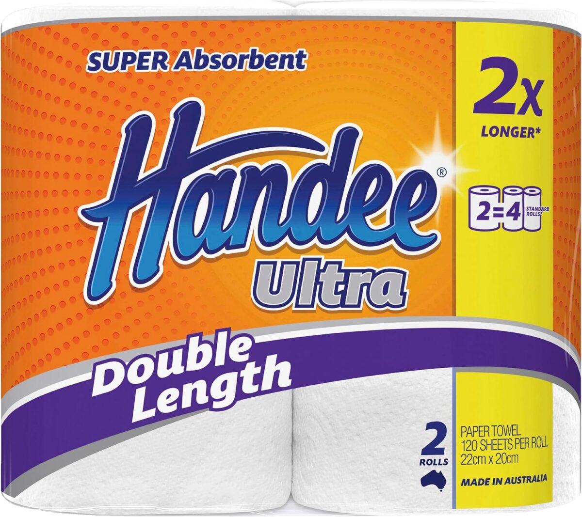 Handee Ultra White Double Length Paper Towel, 8 Rolls Value Pack [x4]