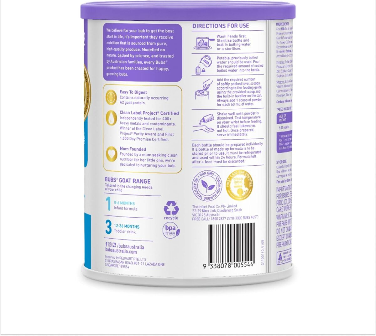 Bubs Goat Milk Follow On Formula Stage 2 800g [x2]