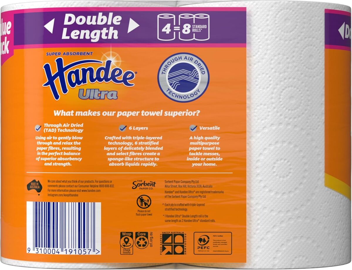 Handee Double Length Paper Towel (Pack of 2) [x3]