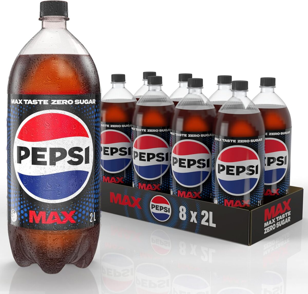 Pepsi Max Zero Sugar Cola, 8 x 2L [x2]
