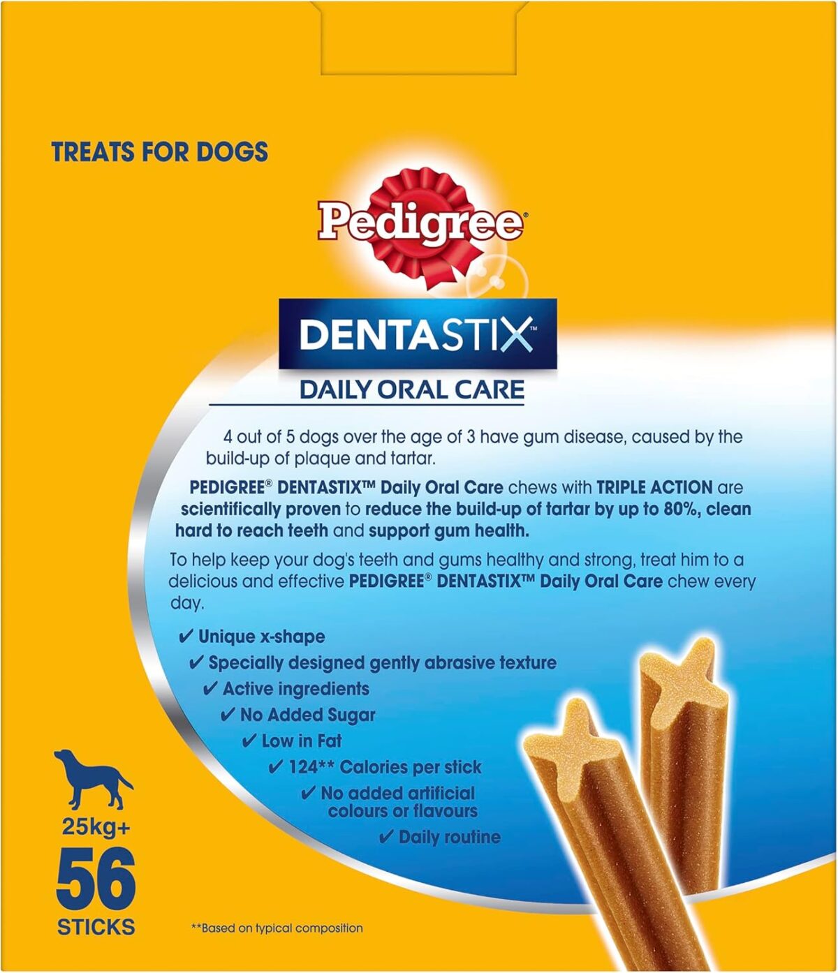 PEDIGREE DentaStix Large Dental Dog Treats 56 Sticks Value Pack [x2]