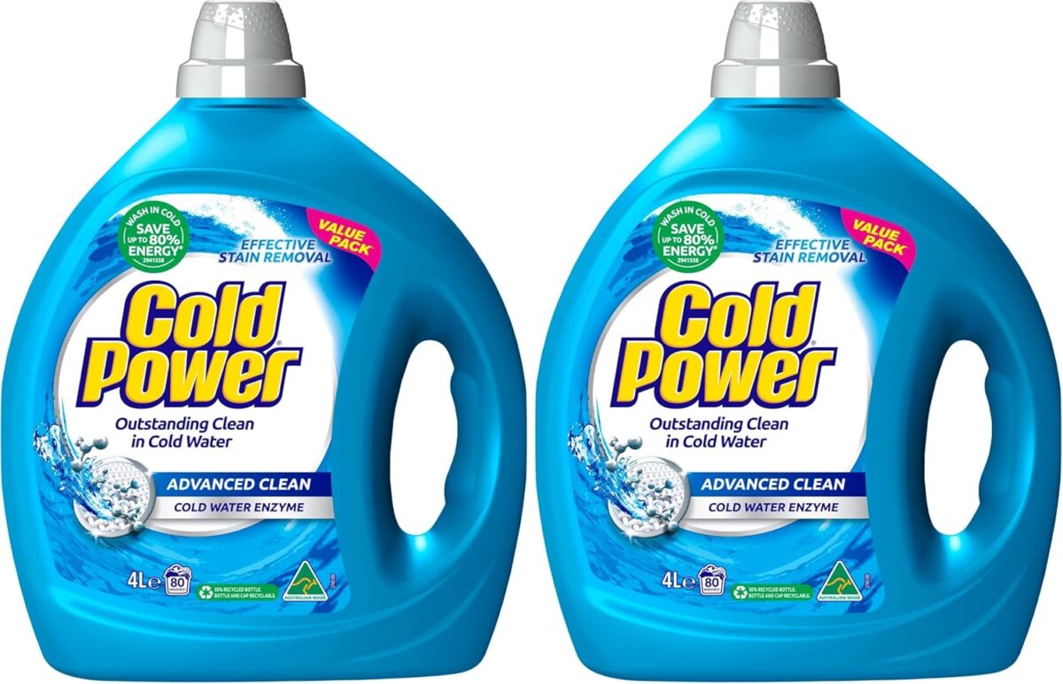 81PTomNga+L._AC_SL1500_ Cold Power Advanced Clean Laundry Liquid – 4L x 2 Pack (Front & Top Loader)