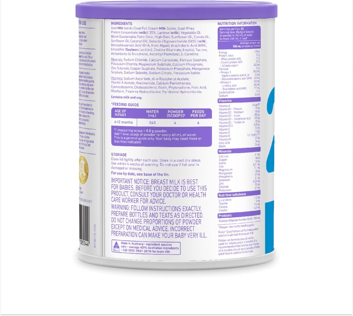 Bubs Goat Milk Follow On Formula Stage 2 800g [x2]