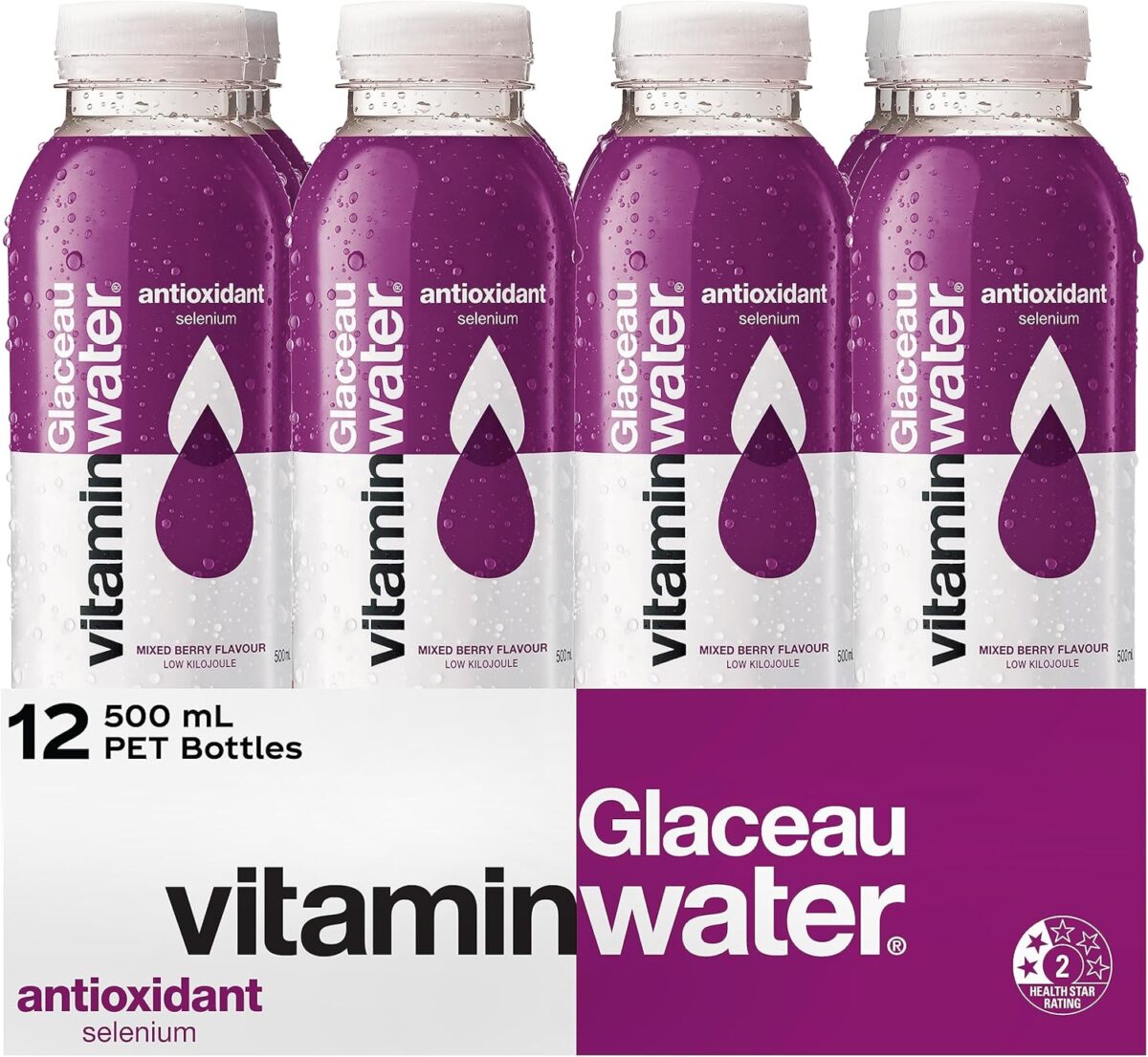 Glaceau Vitaminwater Antioxidant Multipack 12 x 500mL Bottles [x2]