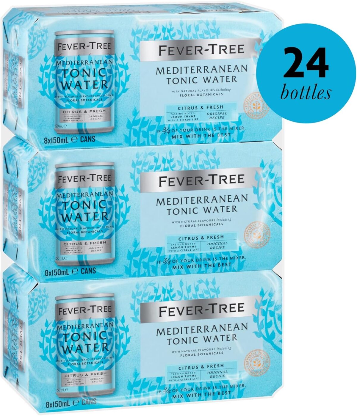 Fever-Tree Mediterranean Tonic Water 24 x 150mL [x2]