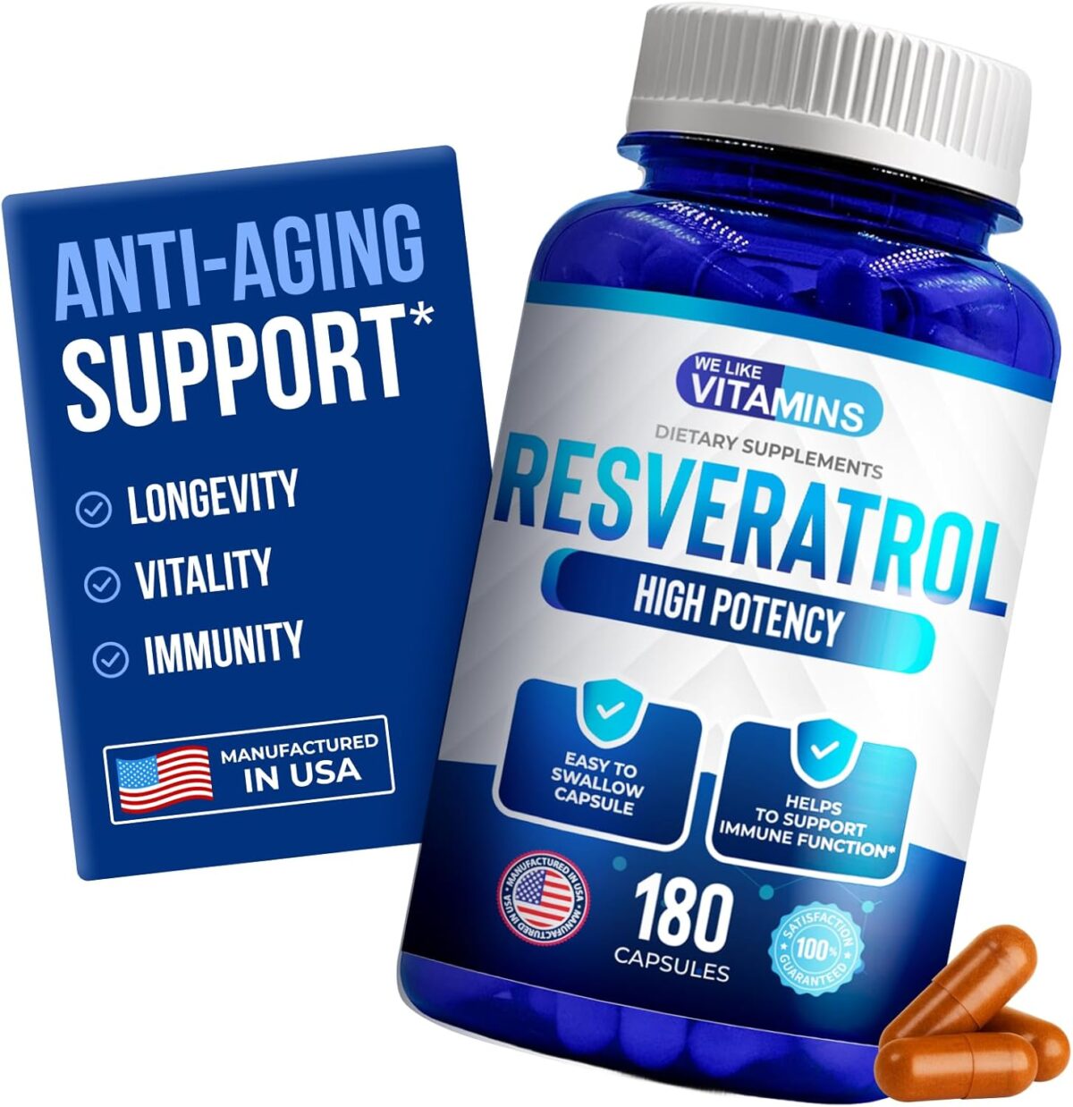 We Like Vitamins Resveratrol Capsules 1000mg, 180 Capsules [x2]