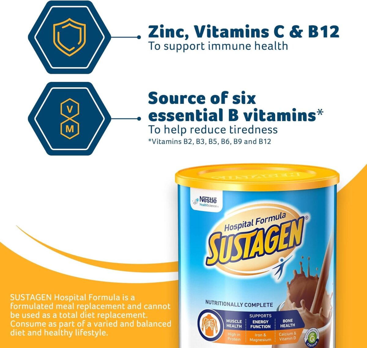 SUSTAGEN Hospital Formula High Protein Low GI Chocolate 840g [x3]
