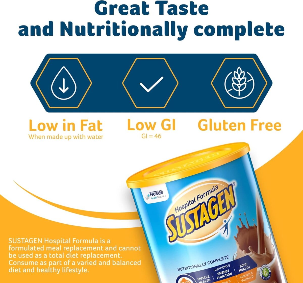 SUSTAGEN Hospital Formula High Protein Low GI Chocolate 840g [x3]