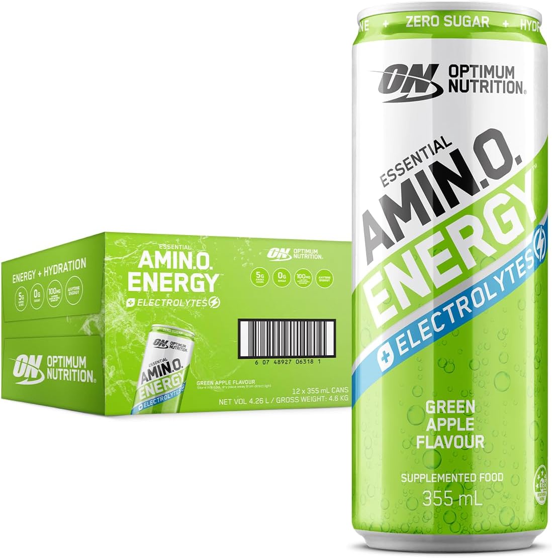 OPTIMUM NUTRITION Amino Energy + Electrolytes Sparkling Hydration Drink, Mango Pinelime, 12 Pack [x2]