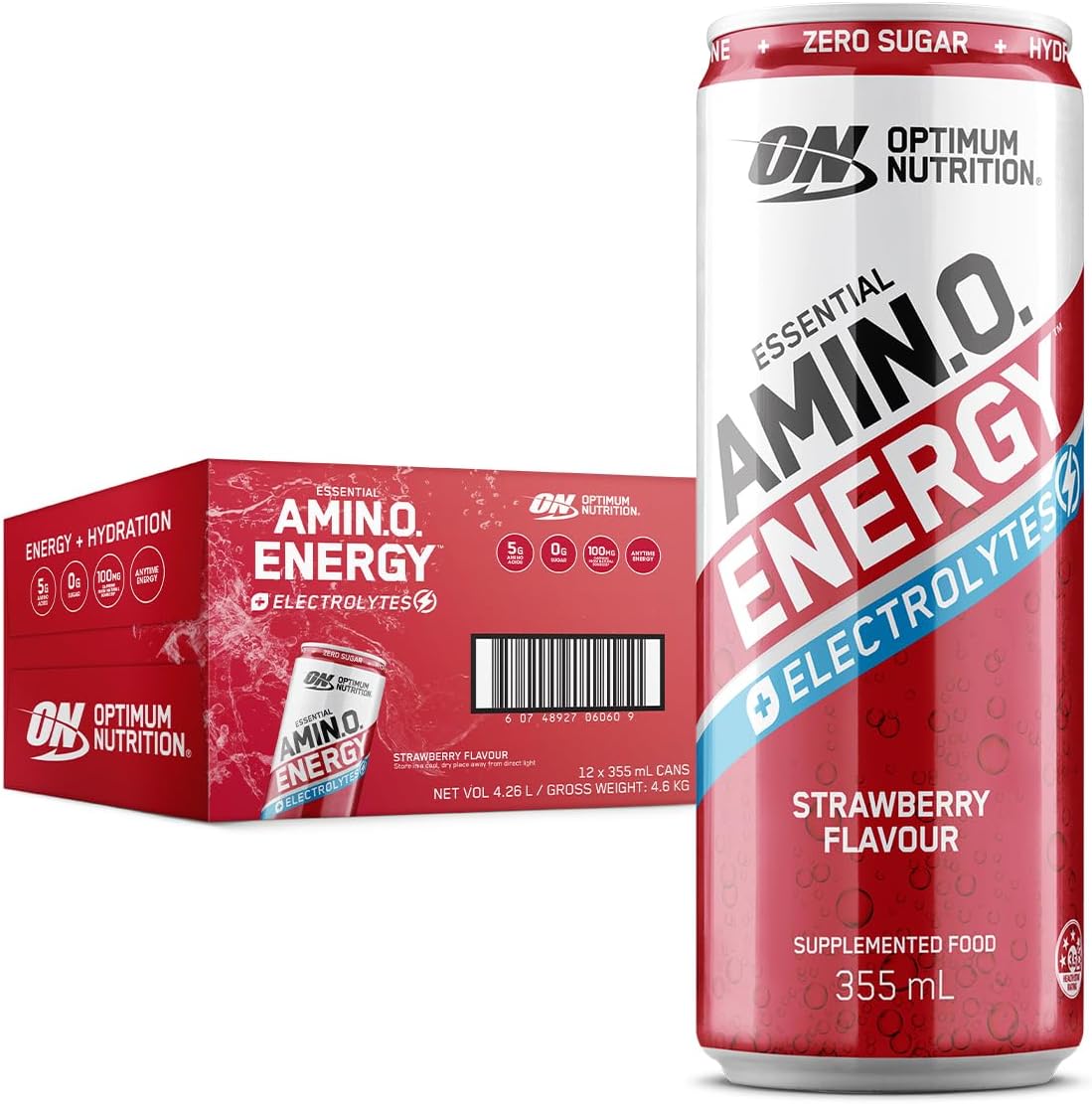 OPTIMUM NUTRITION Amino Energy + Electrolytes Sparkling Hydration Drink, Mango Pinelime, 12 Pack [x2]