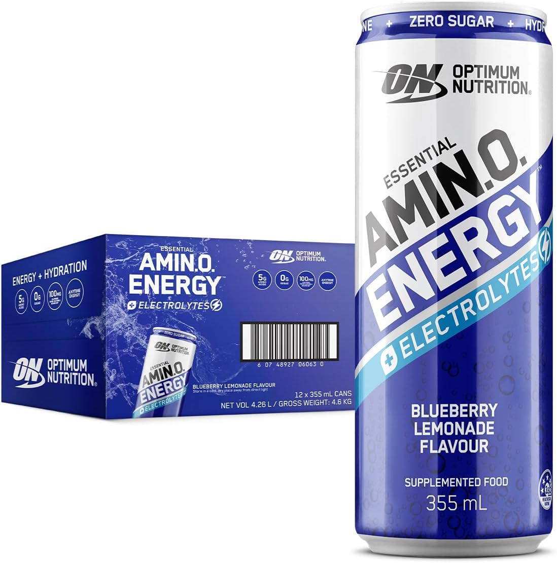 OPTIMUM NUTRITION Amino Energy + Electrolytes Sparkling Hydration Drink, Mango Pinelime, 12 Pack [x2]