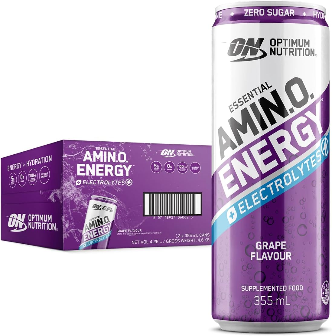 OPTIMUM NUTRITION Amino Energy + Electrolytes Sparkling Hydration Drink, Mango Pinelime, 12 Pack [x2]