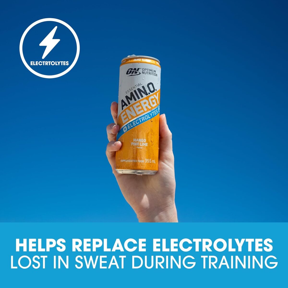 OPTIMUM NUTRITION Amino Energy + Electrolytes Sparkling Hydration Drink, Mango Pinelime, 12 Pack [x2]