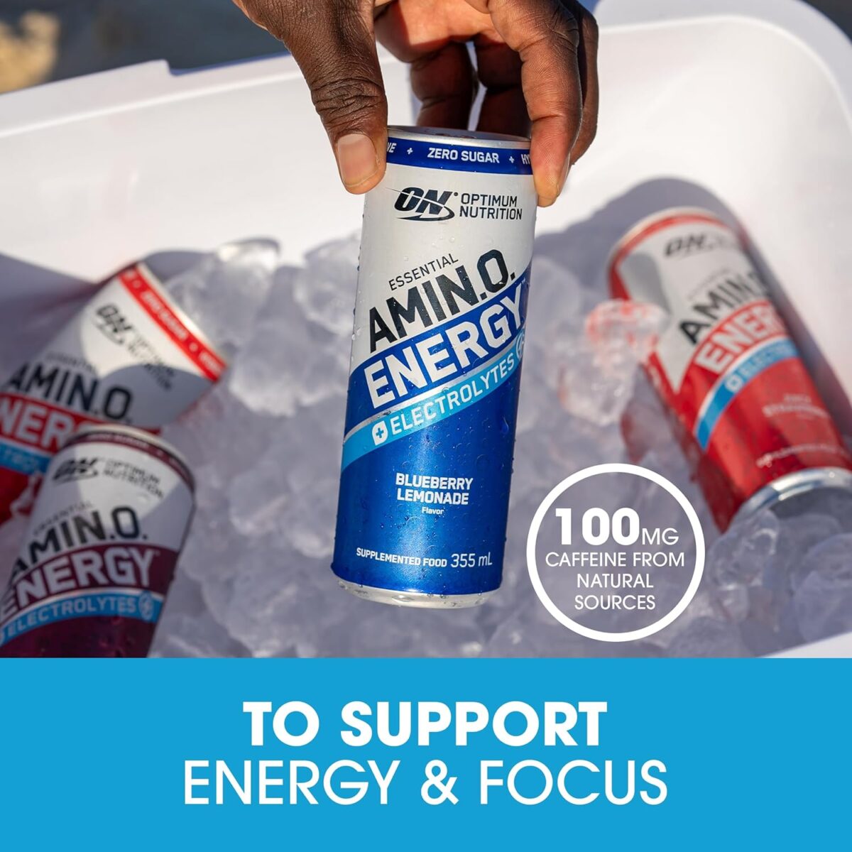 OPTIMUM NUTRITION Amino Energy + Electrolytes Sparkling Hydration Drink, Mango Pinelime, 12 Pack [x2]