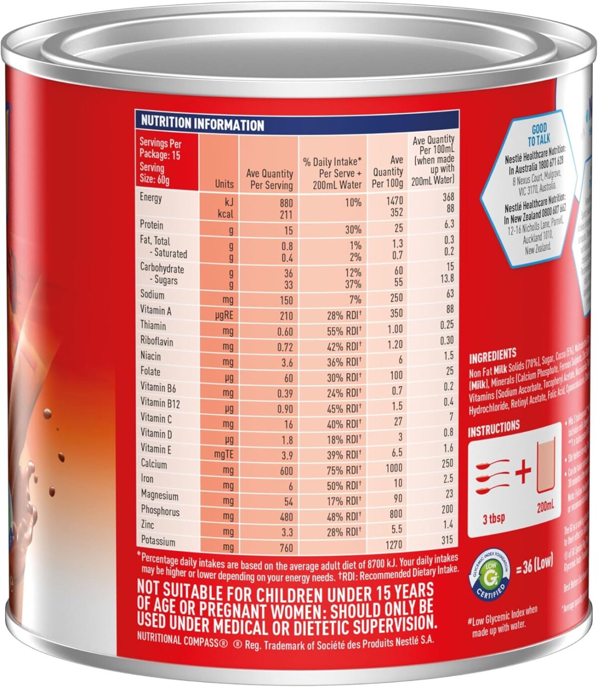 SUSTAGEN Sport High Protein Supplement Powder, Chocolate Flavour, 900g [x2]