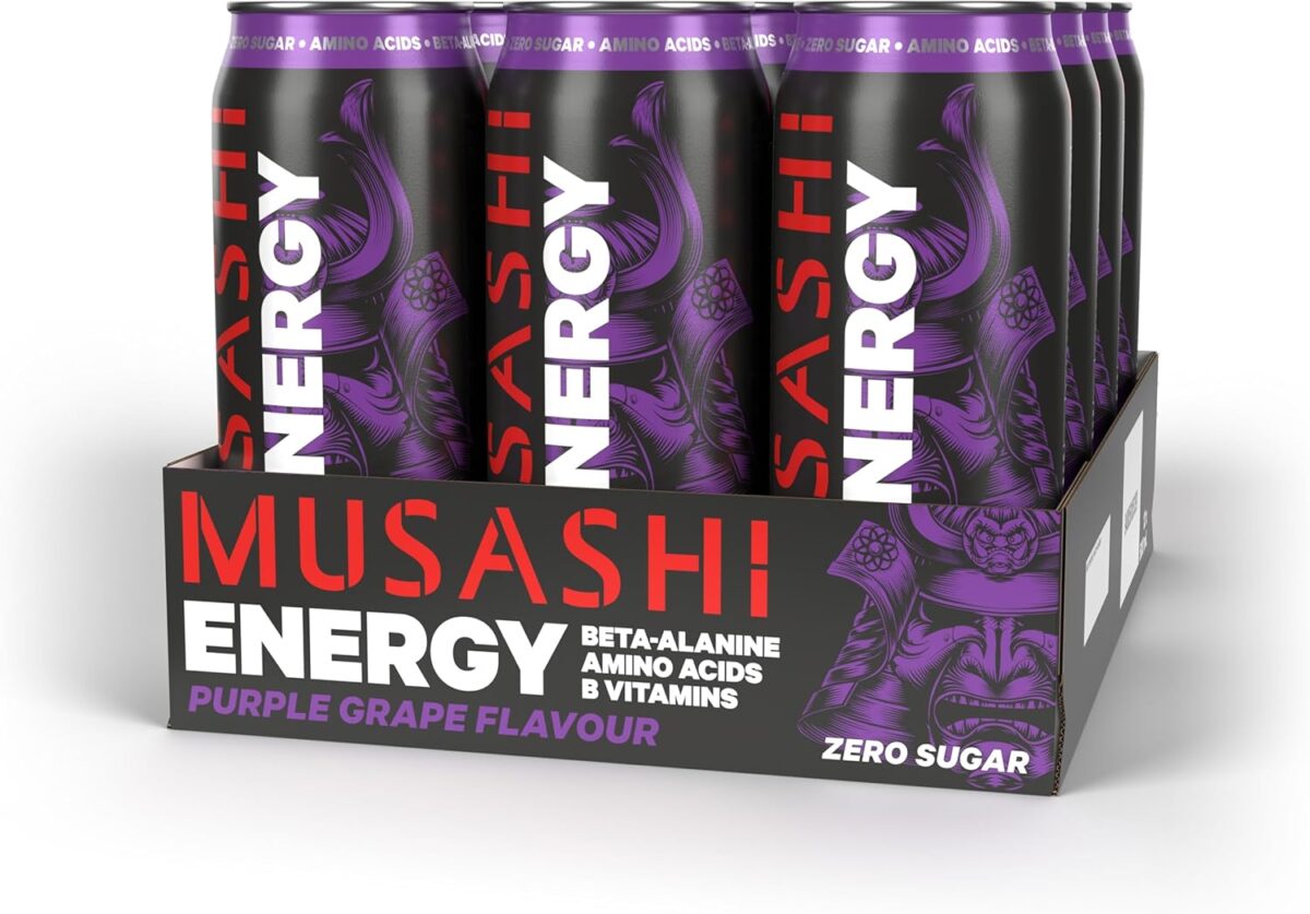Musashi Energy Purple Grape Energy Drink 12 x 500ml [x2]