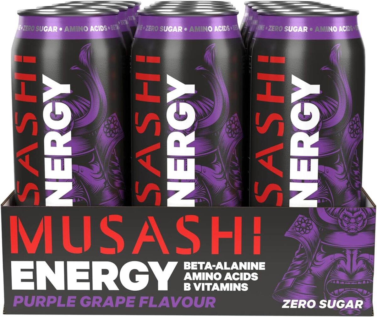 Musashi Energy Purple Grape Energy Drink 12 x 500ml [x2]