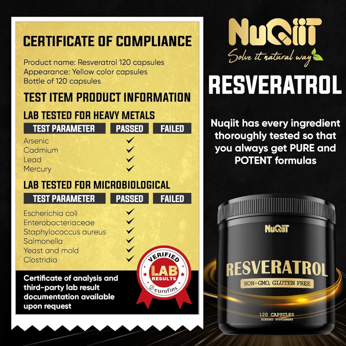 Resveratrol 1000mg Supplement, 120 Vegan Capsules [x2]