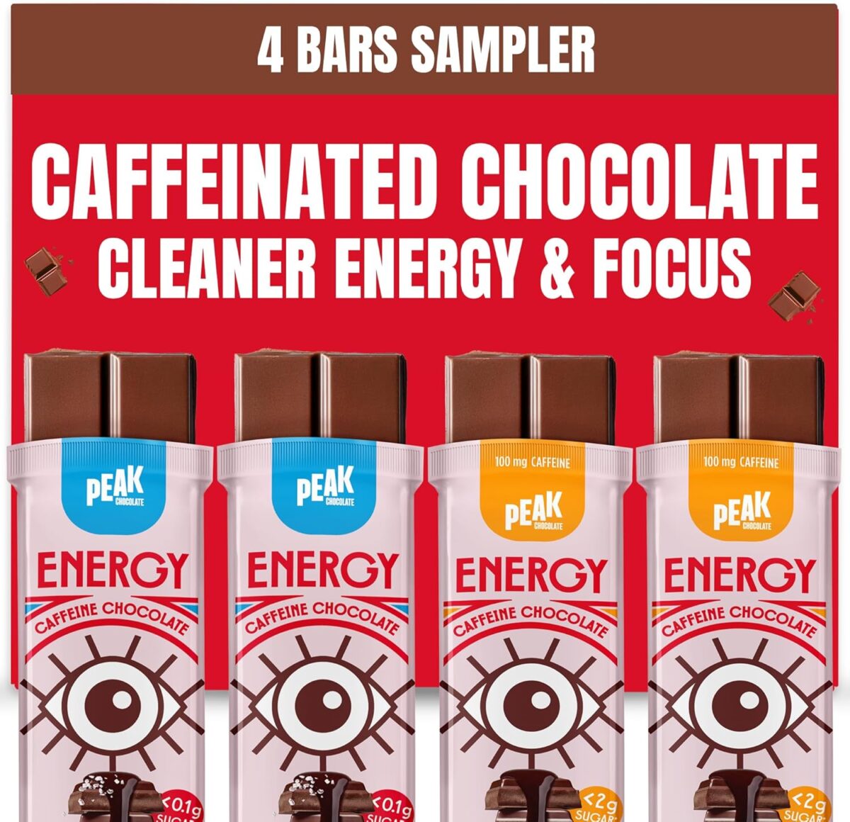 Peak Energy Caffeinated Dark Chocolate Orange Crunch Energy Bars [x3]