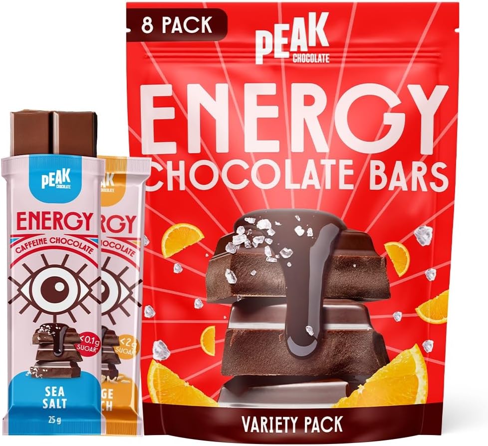 Peak Energy Caffeinated Dark Chocolate Orange Crunch Energy Bars [x3]