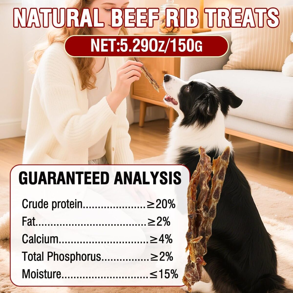 Beef Rib Bones Dog Treats 150g [x4]