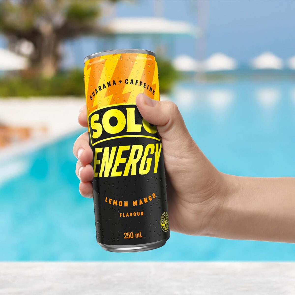 Solo Energy Lemon Mango Flavoured Drink Can 250 ml (Pack of 24) [x2]