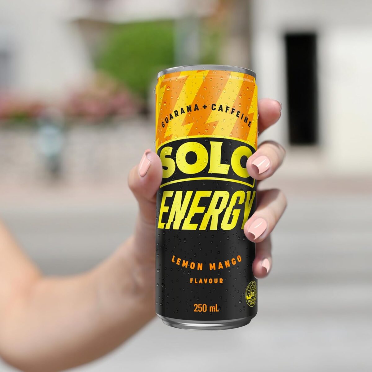 Solo Energy Lemon Mango Flavoured Drink Can 250 ml (Pack of 24) [x2]