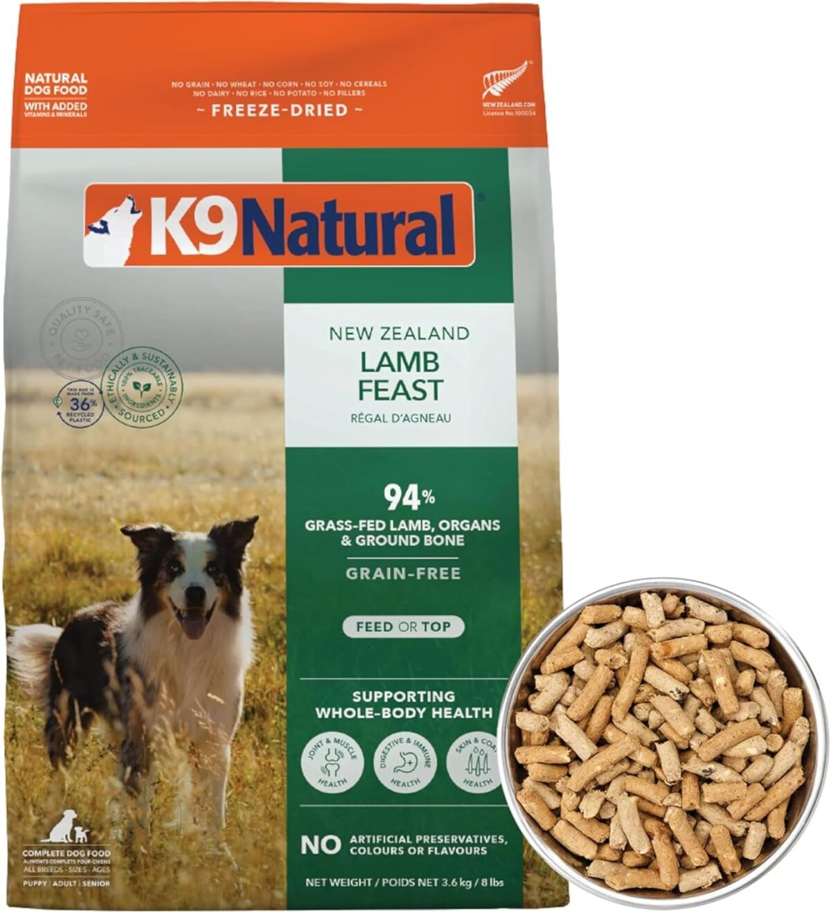 K9 Natural - Grain Free Freeze Dried Dog Food - Lamb, 500g [x2]