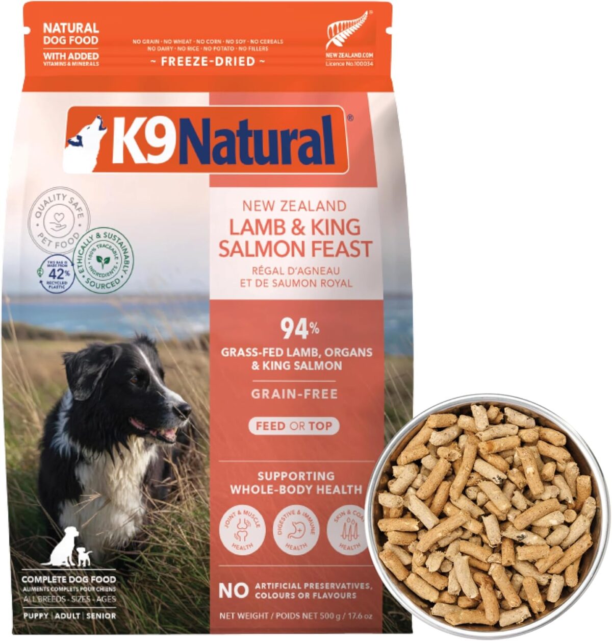K9 Natural - Grain Free Freeze Dried Dog Food - Lamb, 500g [x2]