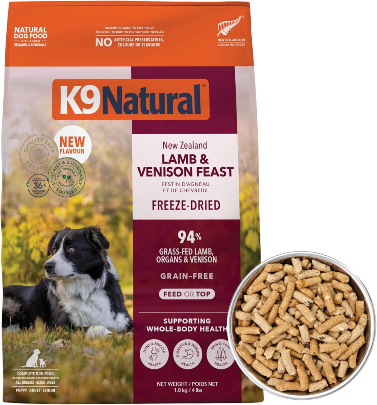 K9 Natural - Grain Free Freeze Dried Dog Food - Lamb, 500g [x2]