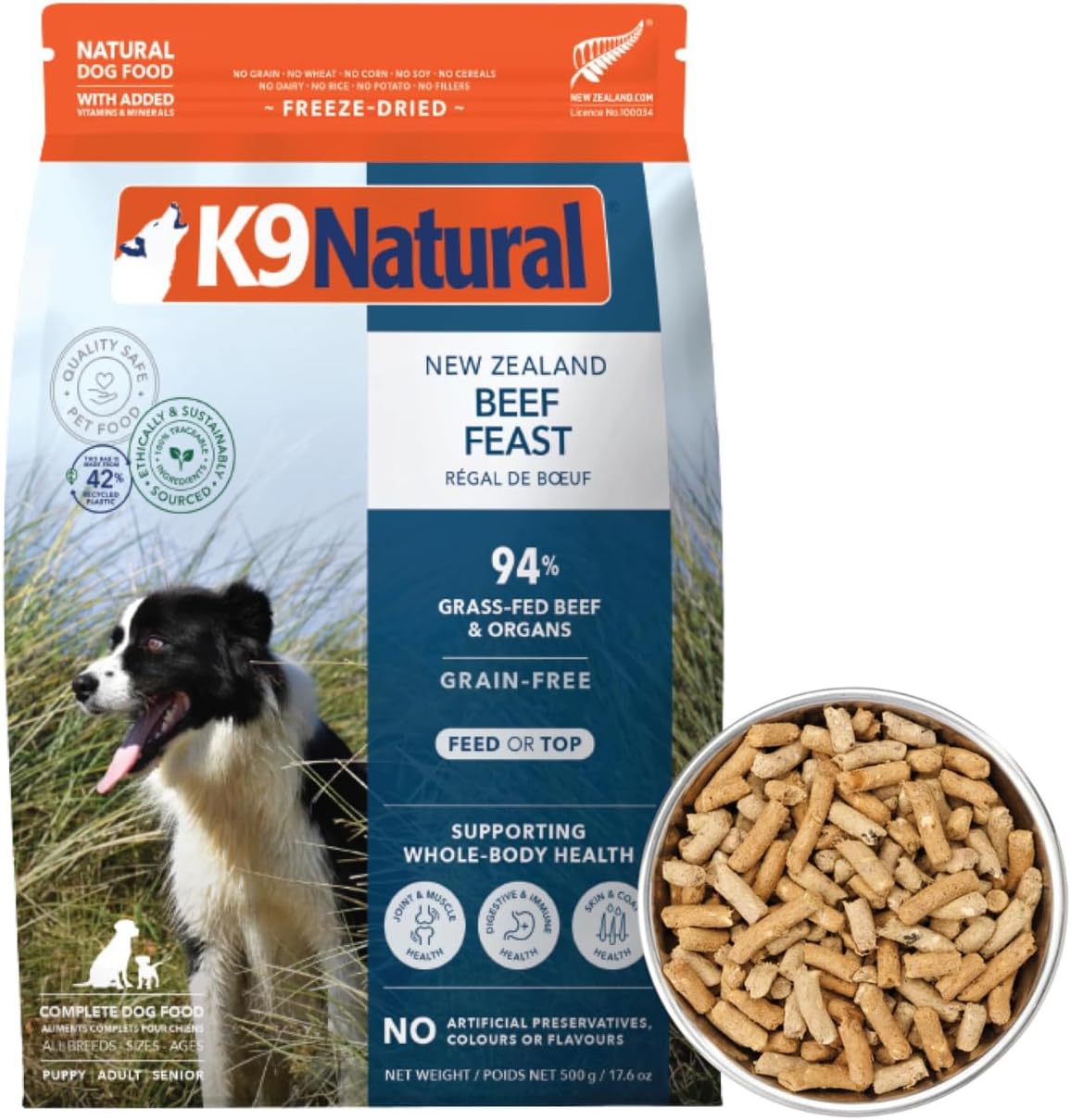K9 Natural - Grain Free Freeze Dried Dog Food - Lamb, 500g [x2]