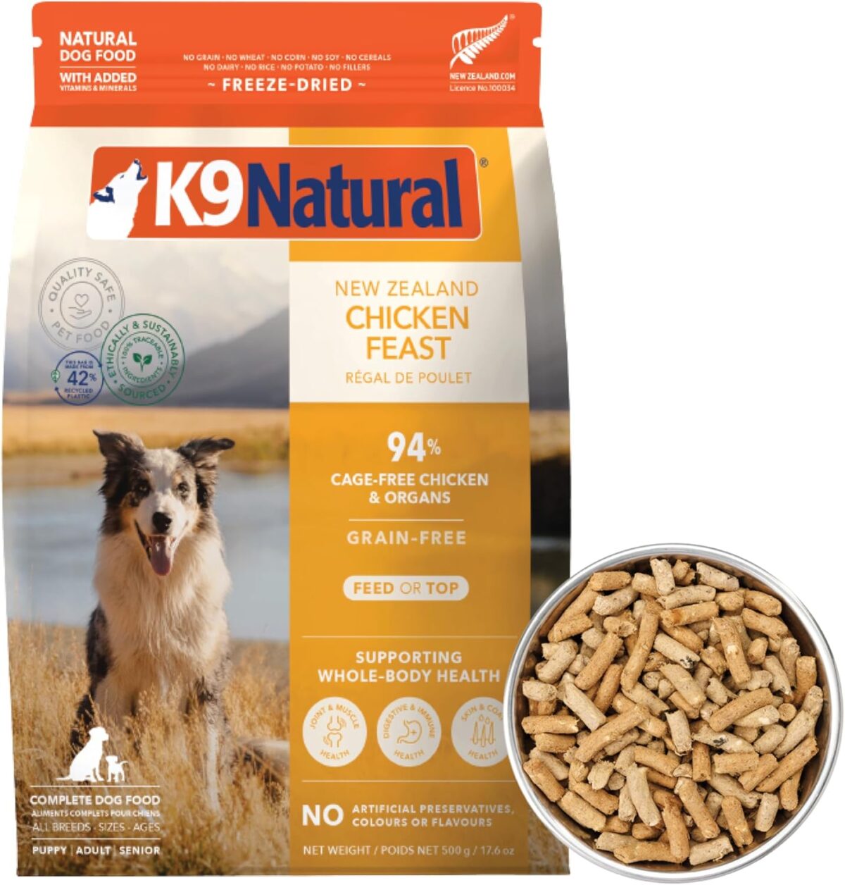 K9 Natural - Grain Free Freeze Dried Dog Food - Lamb, 500g [x2]