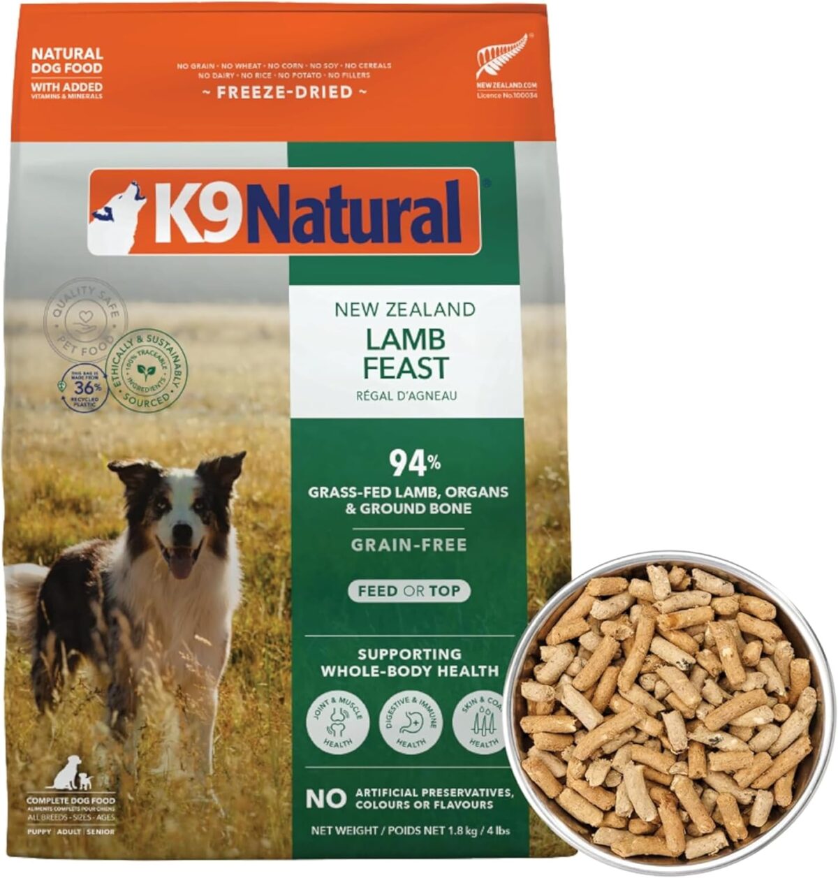 K9 Natural - Grain Free Freeze Dried Dog Food - Lamb, 500g [x2]