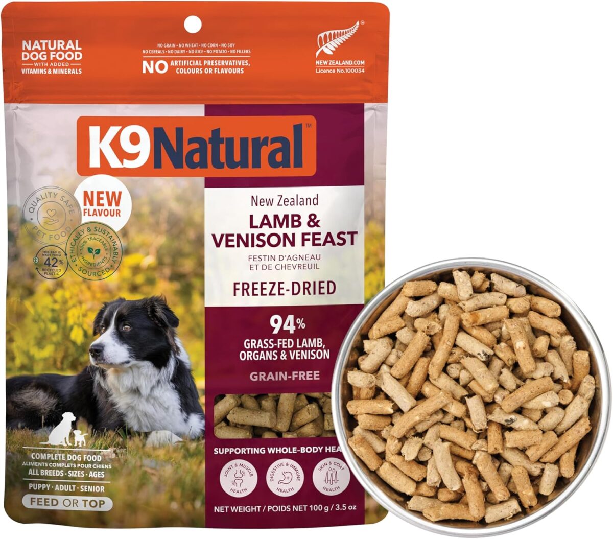 K9 Natural - Grain Free Freeze Dried Dog Food - Lamb, 500g [x2]