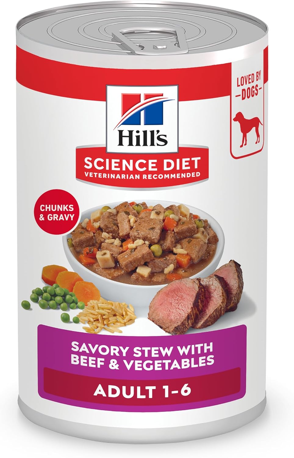 B005D4NS20_img_1 Hill's Science Diet Adult Wet Dog Food, Savory Stew with Beef and Vegetables, 363g, 12 Pack, Canned Dog Food